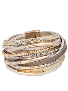 NWT Saachi Glimmer Leather Bracelet Color: Peru